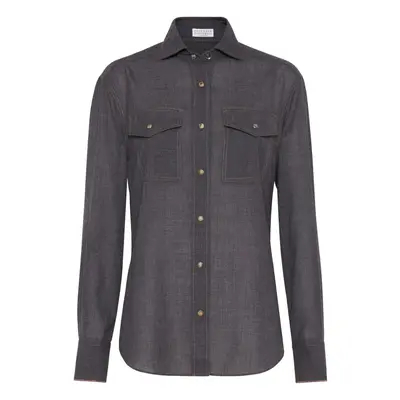 BRUNELLO CUCINELLI - Wool Organza Shirt With Shiny Details