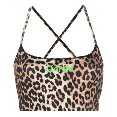 GANNI - Leo Print Active Strap Top