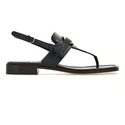 FERRAGAMO - Gancini Leather Thong Sandals