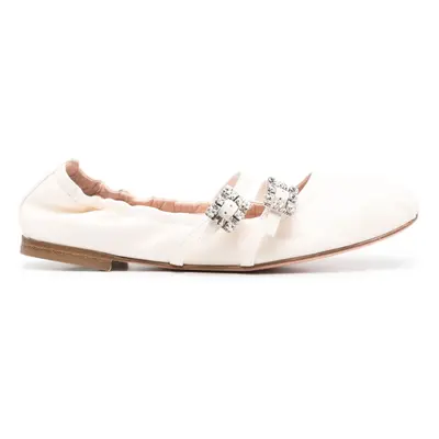 ROGER VIVIER - Mini Strap Strass Leather Ballet Flats