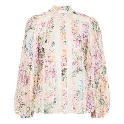 ZIMMERMANN - Floral Print Lace Trim Shirt