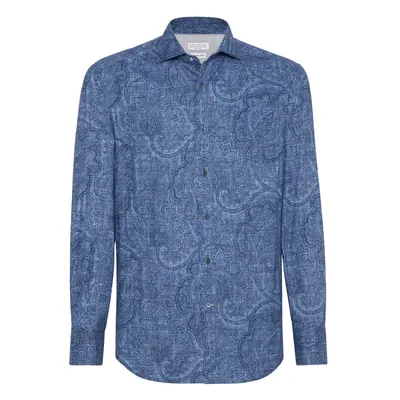 BRUNELLO CUCINELLI - Slim Fit Cotton Shirt With Paisley Print