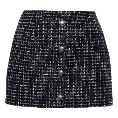 ALESSANDRA RICH - Sequin Checked Tweed Mini Skirt