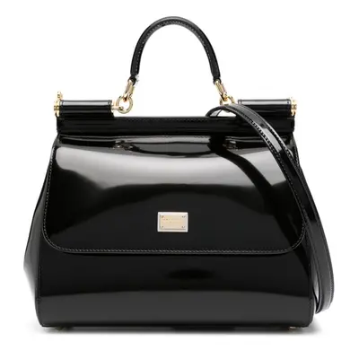 DOLCE & GABBANA - Sicily Large Shiny Leather Handbag