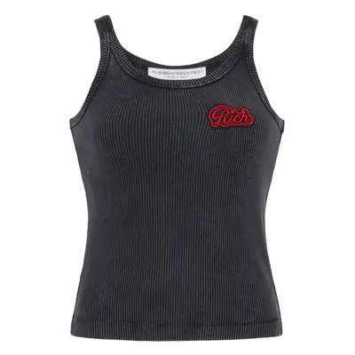 ALESSANDRA RICH - Logo Ribbed Cotton Tank Top