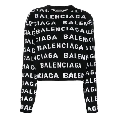 BALENCIAGA - Allover Logo Wool Cropped Sweater