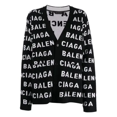 BALENCIAGA - Allover Logo Wool Cardigan