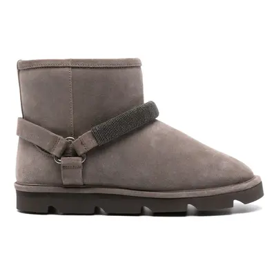 BRUNELLO CUCINELLI - Suede Ankle Boots With Shearling Lining