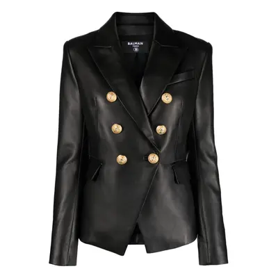 BALMAIN - Double-breasted Leather Blazer