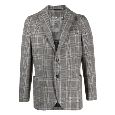 CIRCOLO - Single-breasted Checked Cotton Jacket