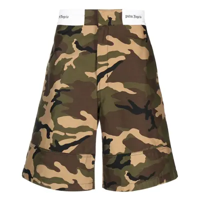 PALM ANGELS - Camouflage Print Cotton Shorts