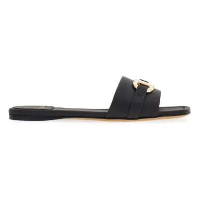 FERRAGAMO - Gancini Leather Flat Sandals