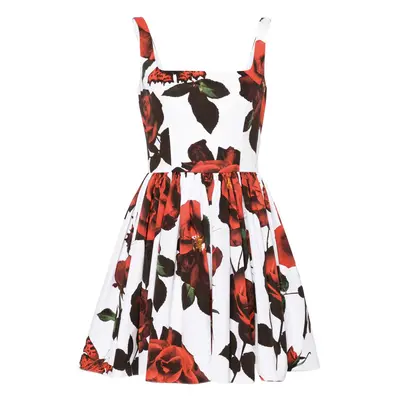 ALEXANDER MCQUEEN - Rose Print Flared Mini Dress