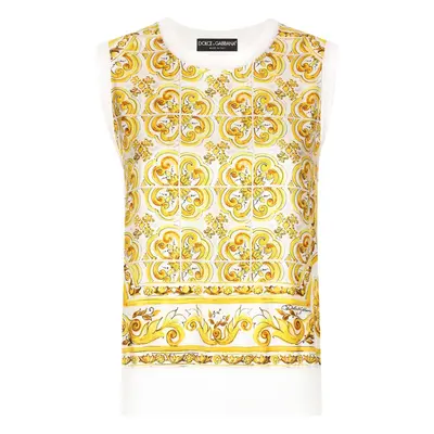 DOLCE & GABBANA - Maiolica Print Silk Tank Top