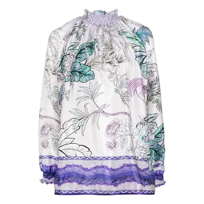 FOR RESTLESS SLEEPERS - High Neck Printed Silk Blouse