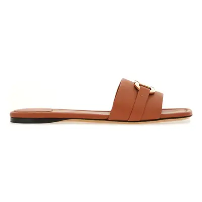 FERRAGAMO - Gancini Leather Flat Sandals