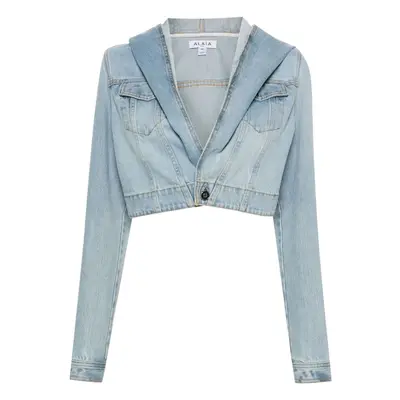 ALAÏA - Hooded Cropped Denim Jacket