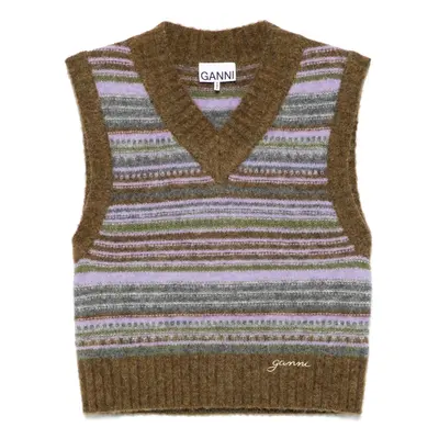 GANNI - Striped V-necked Vest