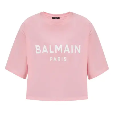 BALMAIN - Logo Organic Cotton Cropped T-shirt