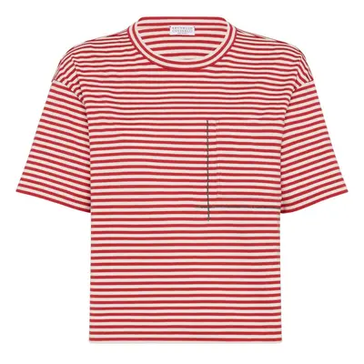 BRUNELLO CUCINELLI - Cotton Striped Cropped T-shirt