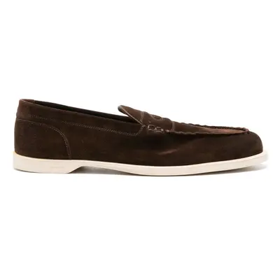 JOHN LOBB - Pace Suede Oval Flexi Cream Moccasin