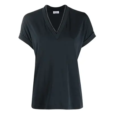 BRUNELLO CUCINELLI - Cotton V-necked T-shirt