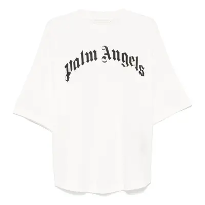 PALM ANGELS - Curved Logo Cotton T-shirt