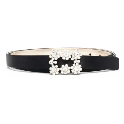 ROGER VIVIER - Flower Strass Buckle Satin Belt