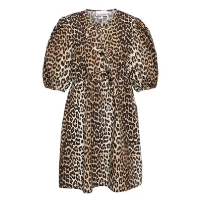 GANNI - Leopard Print Cotton Mini Dress