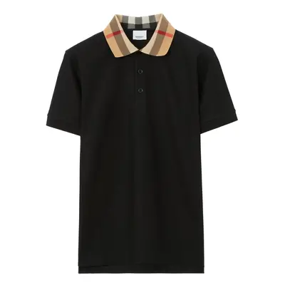 BURBERRY - Check Collar Cotton Polo Shirt