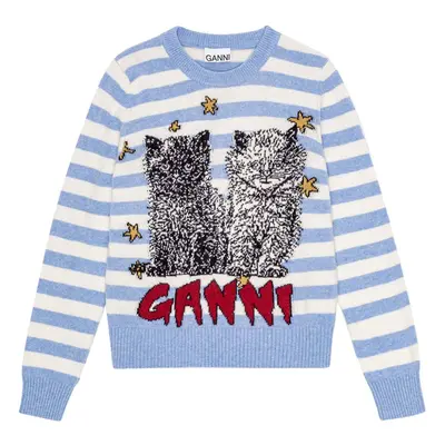 GANNI - Embroidered Striped Wool Sweater