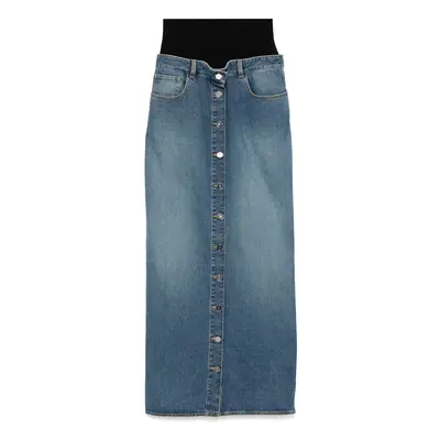 ALAÏA - Denim Cotton Column Skirt