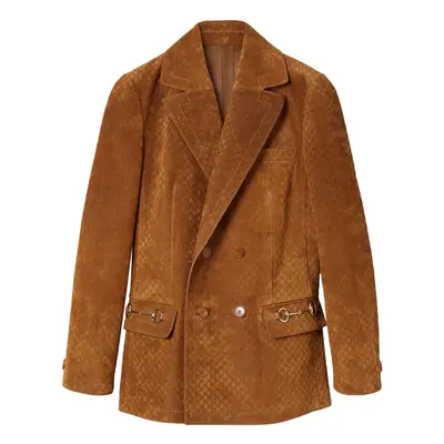 GUCCI - Suede Leather Double-breasted Jacket