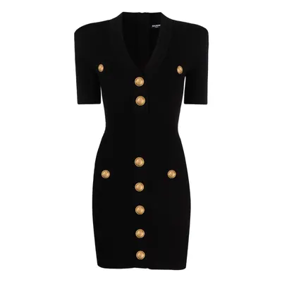 BALMAIN - Knitted V-necked Dress