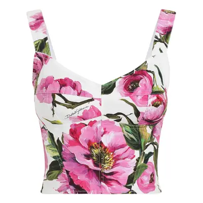 DOLCE & GABBANA - Printed Cotton Bustier Top