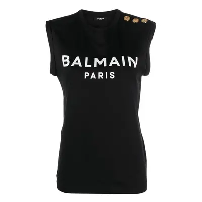 BALMAIN - Logo Organic Cotton Tank Top