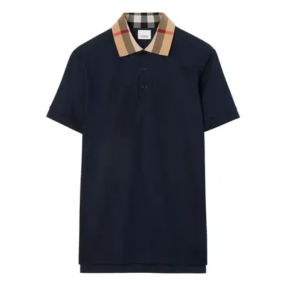 BURBERRY - Check Collar Cotton Polo Shirt