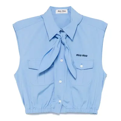 MIU MIU - Logo Cotton Cropped Shirt