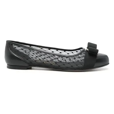 FERRAGAMO - Varina Mesh Leather Ballet Flats