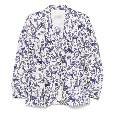 ALBERTO BIANI - Printed Silk Double-breasted Jacket