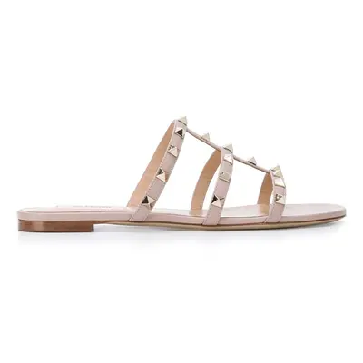 VALENTINO GARAVANI - Rockstud Leather Flat Sandals