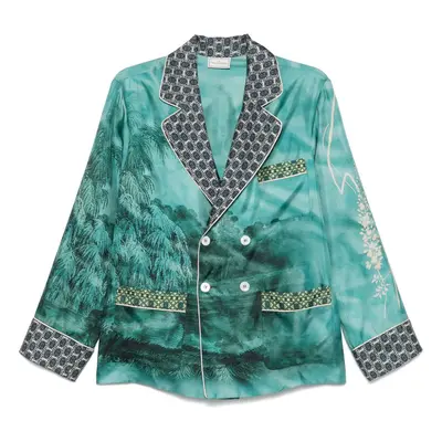 PIERRE-LOUIS MASCIA - Printed Silk Double-breasted Jacket