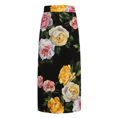 DOLCE & GABBANA - Printed Silk Midi Skirt