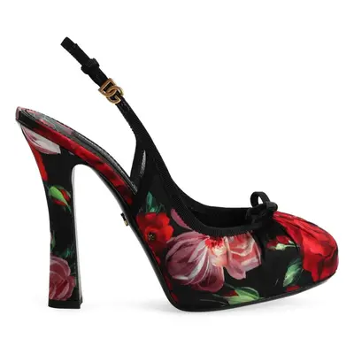 DOLCE & GABBANA - Flower Print Satin Pumps