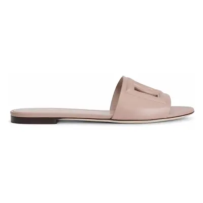 DOLCE & GABBANA - Dg Logo Leather Flat Sandals