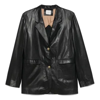 ALYSI - Leather Single-breasted Blazer Jacket