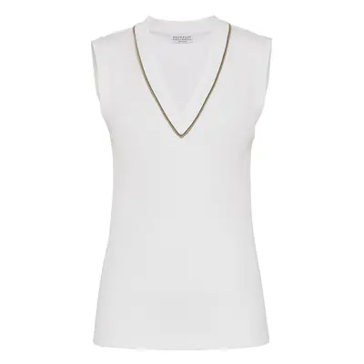 BRUNELLO CUCINELLI - Cotton V-necked Top