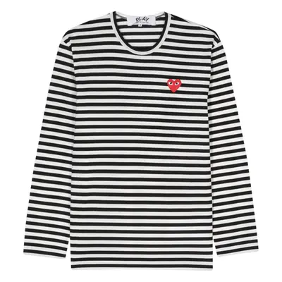 COMME DES GARCONS PLAY - Red Heart Striped T-shirt