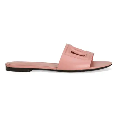 DOLCE & GABBANA - Dg Logo Leather Flat Sandals